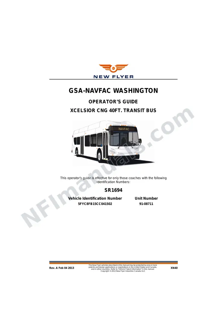 New Flyer XN40 Manual Package - GSA - NAVFAC Washington included manual preview