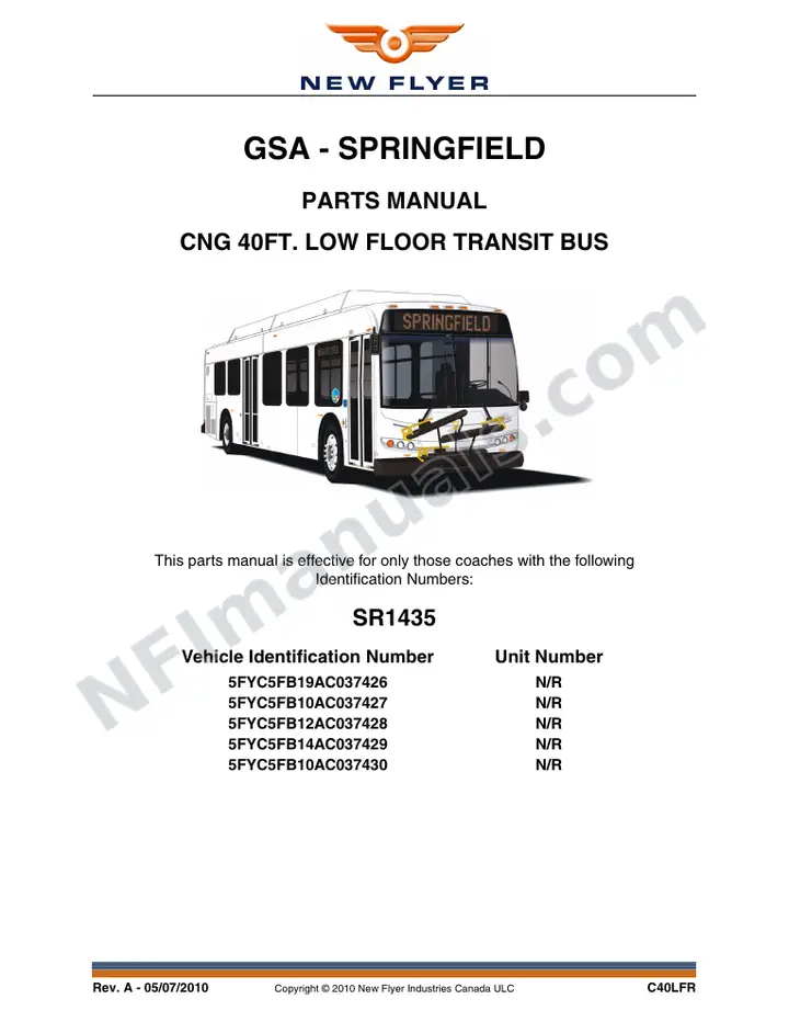 SR1435 Parts Manual, GSA - Springfiled first-page preview
