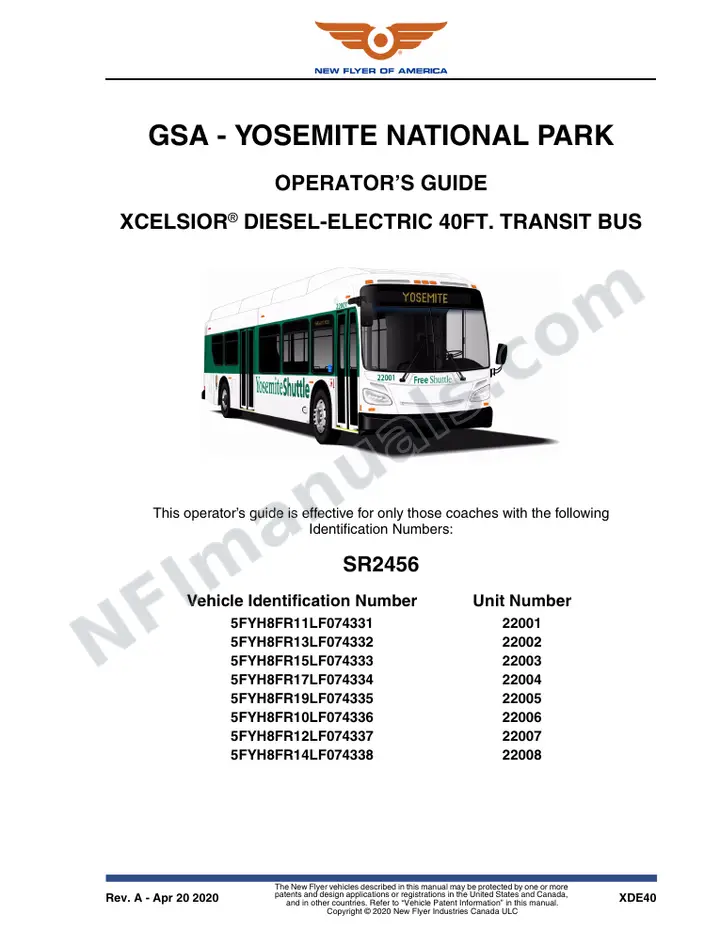 SR2456 Operator's Guide, GSA - Yosemite National Park first-page preview