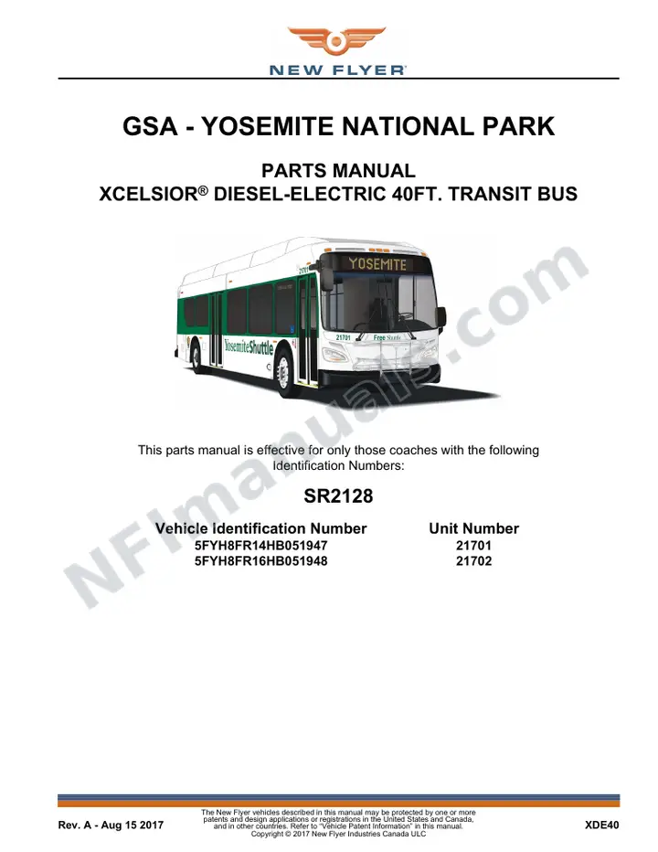 SR2128 Parts Manual, GSA - Yosemite National Park first-page preview