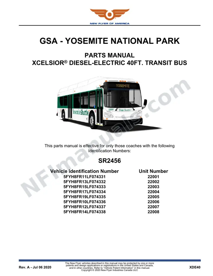 SR2456 Parts Manual, GSA - Yosemite National Park first-page preview