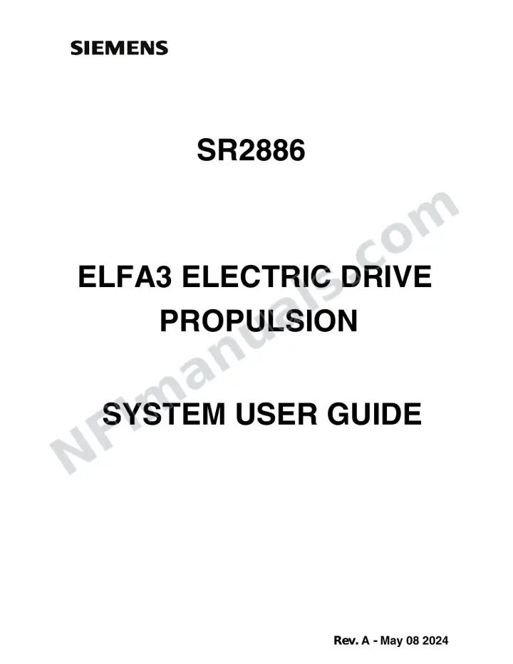 Siemens ELFA3 Electric Drive Propulsion System User Guide SR2886 first-page preview