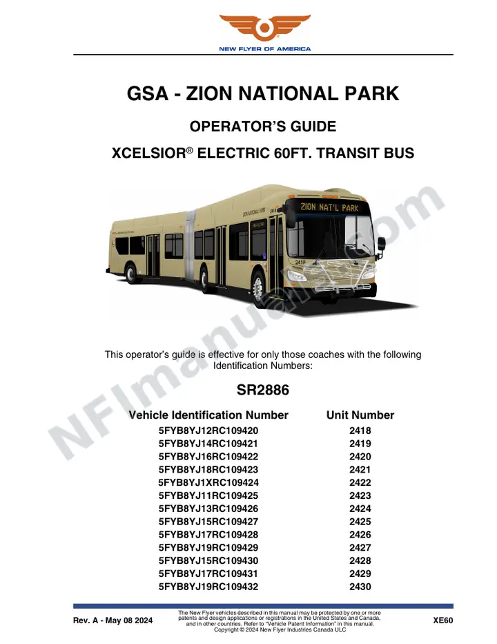 SR2886 Operator's Guide, GSA - Zion National Park first-page preview