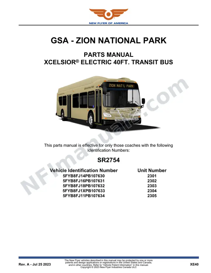 SR2754 Parts Manual, GSA - Zion National Park first-page preview