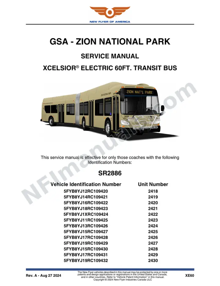 SR2886 Service Manual, GSA - Zion National Park first-page preview