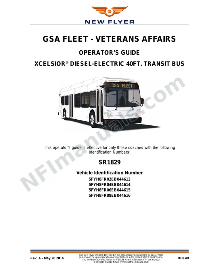 New Flyer XDE40 Manual Package - GSA Fleet - Veterans Affairs included manual preview
