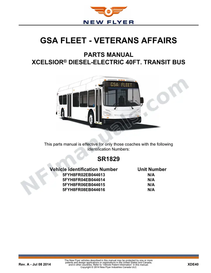 SR1829 Parts Manual, GSA Fleet - Veterans Affairs first-page preview