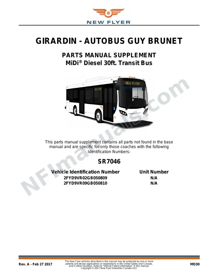 SR7046 Parts Manual, Girardin - Autobus Guy Brunet first-page preview