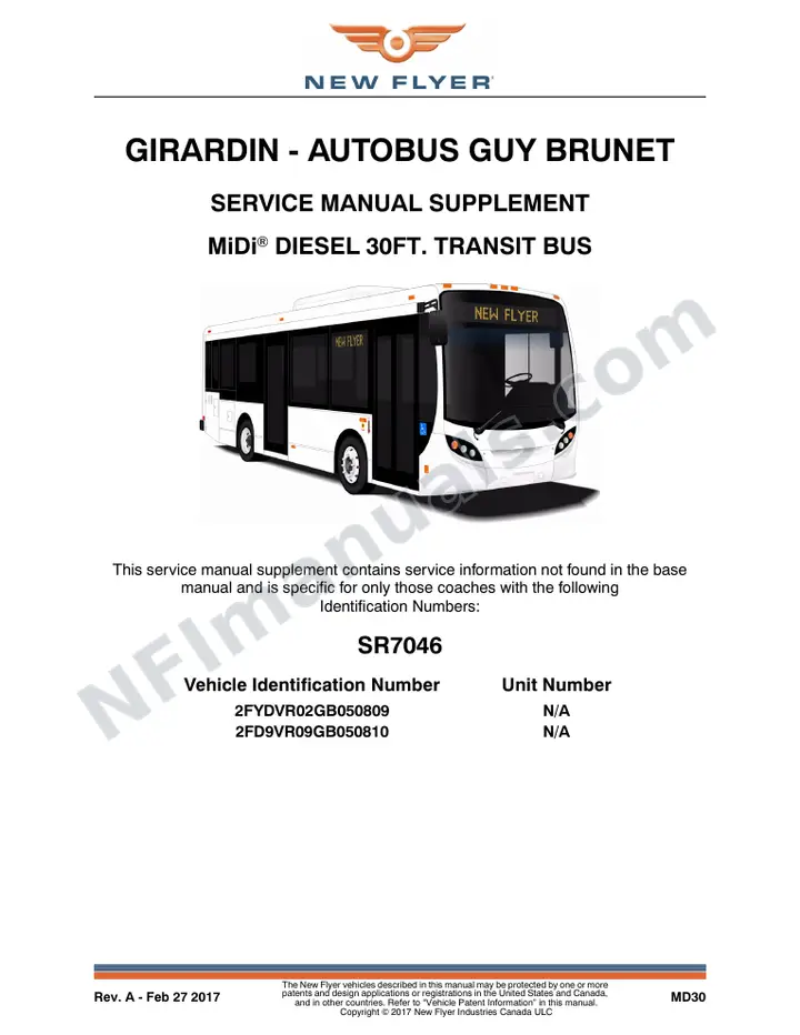 New Flyer MD30 Manual Package - Girardin - Autobus Guy Brunet included manual preview