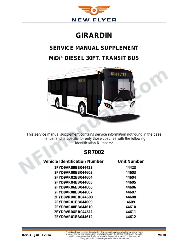 New Flyer MD30 Manual Package - Girardin - Autobus Robert Paquette included manual preview