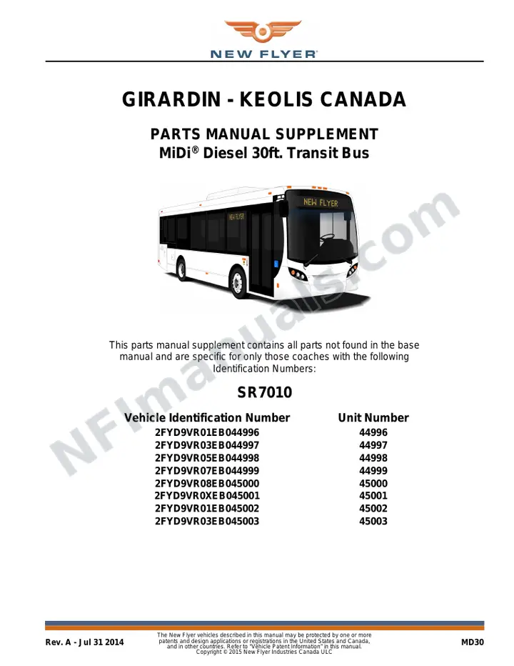 SR7010 Parts Manual, Girardin - Keolis Canada first-page preview