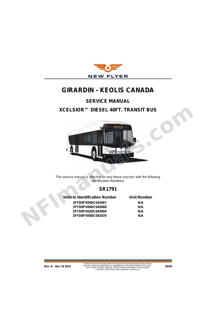 SR1791 Service Manual, Girardin - Keolis Canada first-page preview
