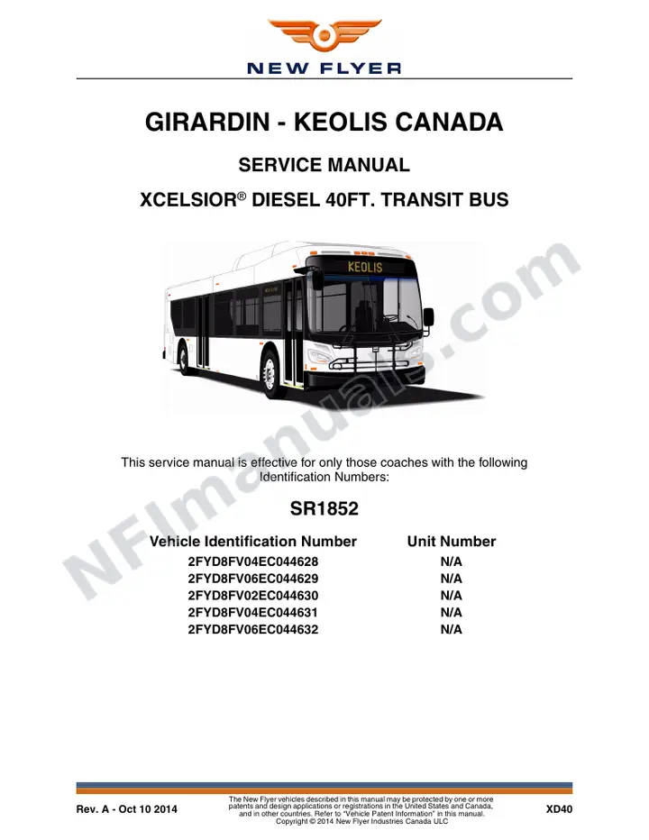 SR1852 Service Manual, Girardin - Keolis Canada first-page preview