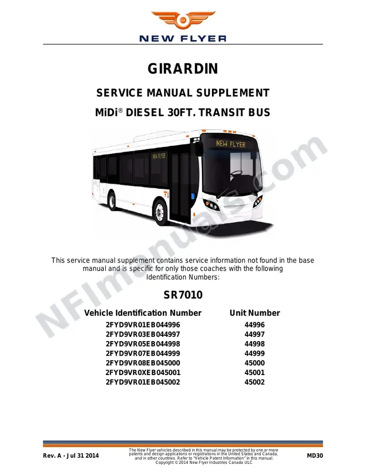 New Flyer MD30 Manual Package - Girardin - Keolis Canada included manual preview