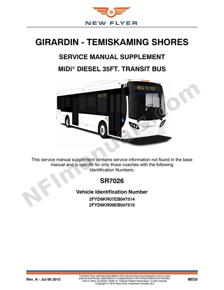 New Flyer MD35 Manual Package - Girardin - Temiskaming Shores included manual preview