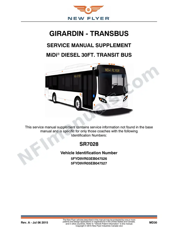 New Flyer MD30 Manual Package - Girardin - Transbus included manual preview