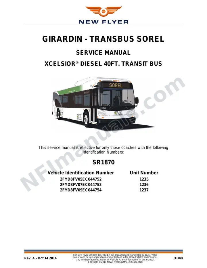 SR1870 Service Manual, Girardin - Transbus Sorel first-page preview