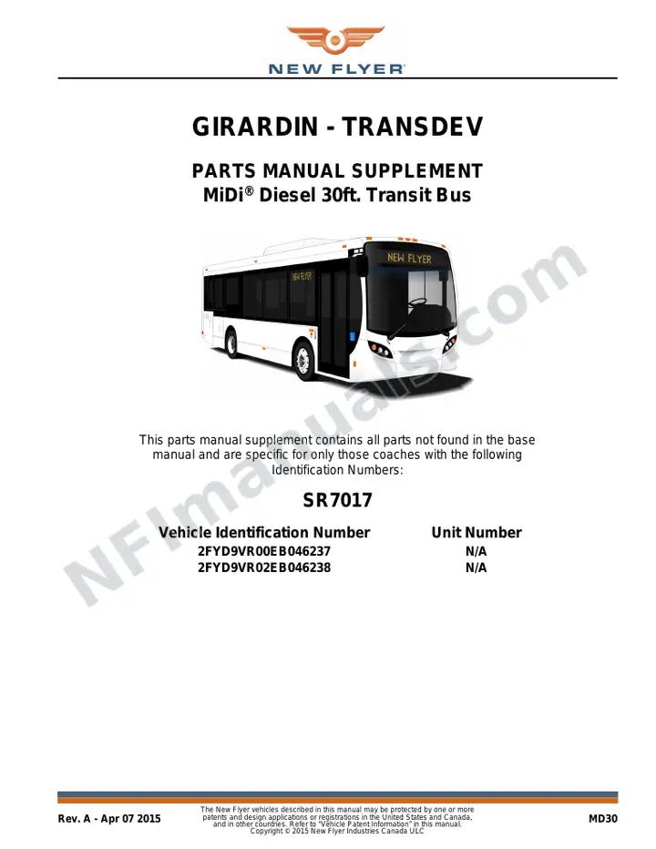 SR7017 Parts Manual, Girardin - Transdev first-page preview