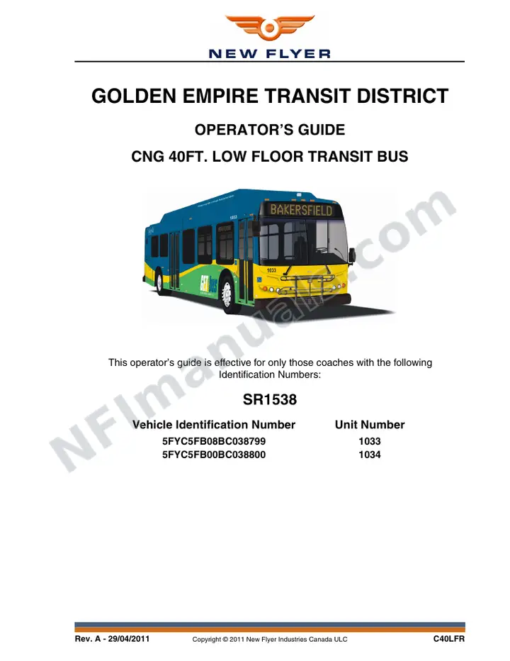 SR1538 Operator's Guide, Golden Empire Transit District first-page preview