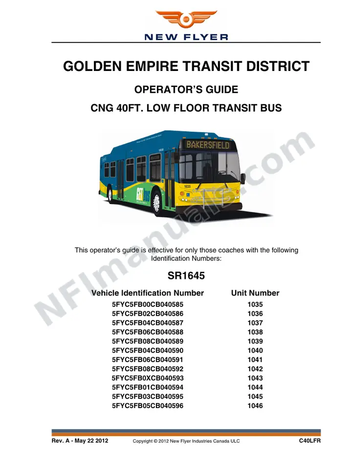 SR1645 Operator's Guide, Golden Empire Transit District first-page preview