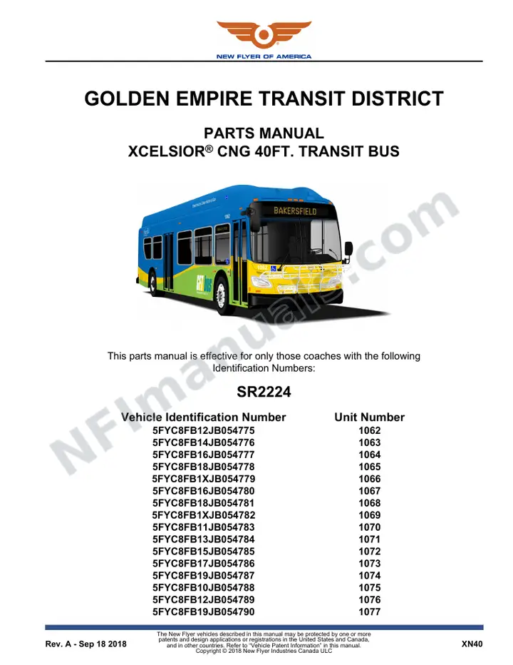 SR2224 Parts Manual, Golden Empire Transit District first-page preview