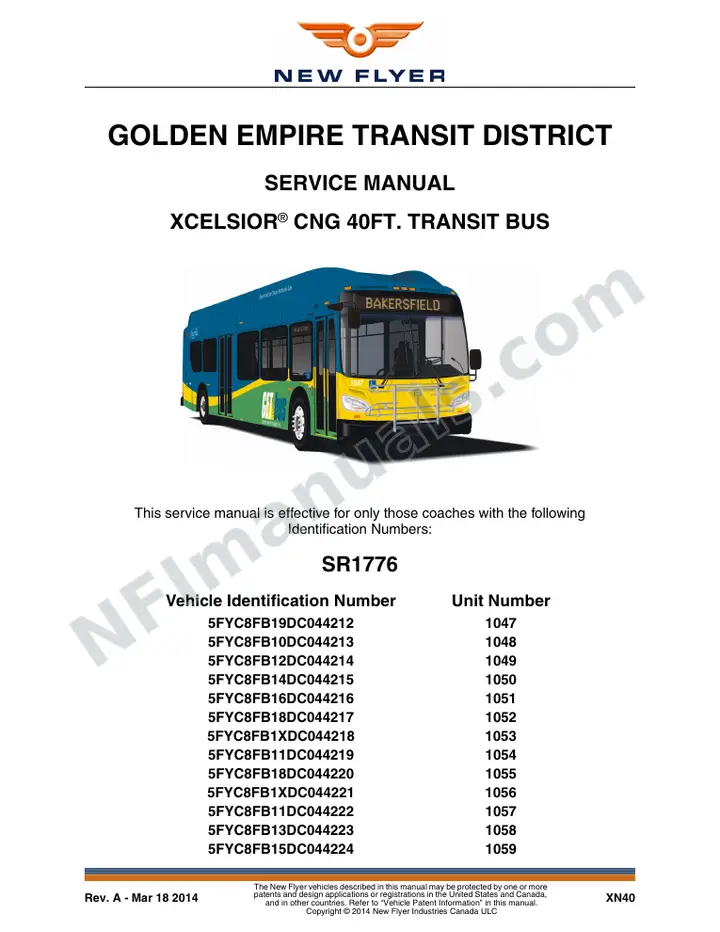 SR1776 Service Manual, Golden Empire Transit District first-page preview