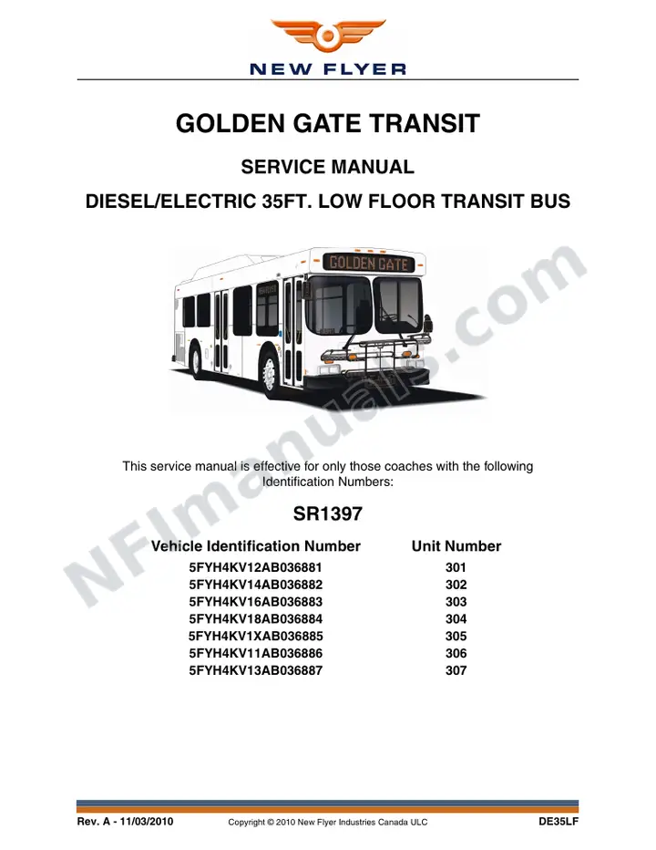 SR1397 Service Manual, Golden Gate Transit first-page preview