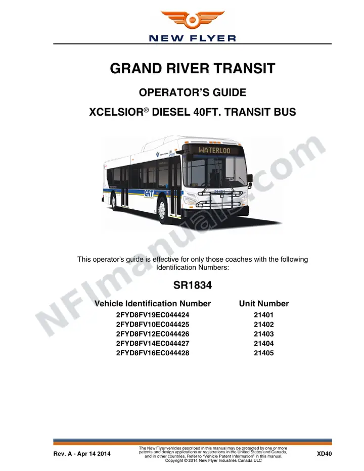 SR1834 Operator's Guide, Grand River Transit first-page preview
