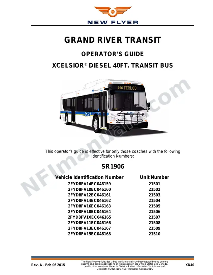 SR1906 Operator's Guide, Grand River Tranist first-page preview