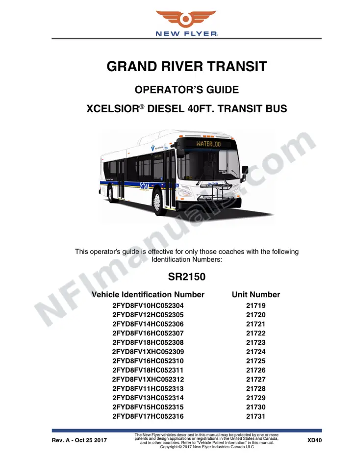 SR2150 Operator's Guide, Grand River Transit first-page preview