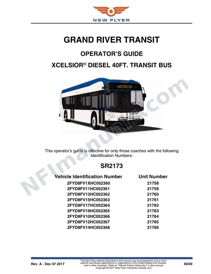 SR2173 Operator's Guide, Grand River Transit first-page preview