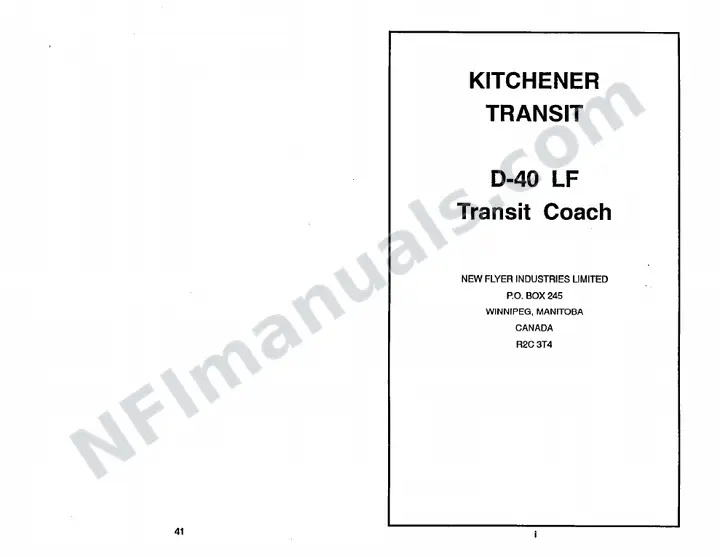 New Flyer D40LF Manual Package - Grand River Transit included manual preview