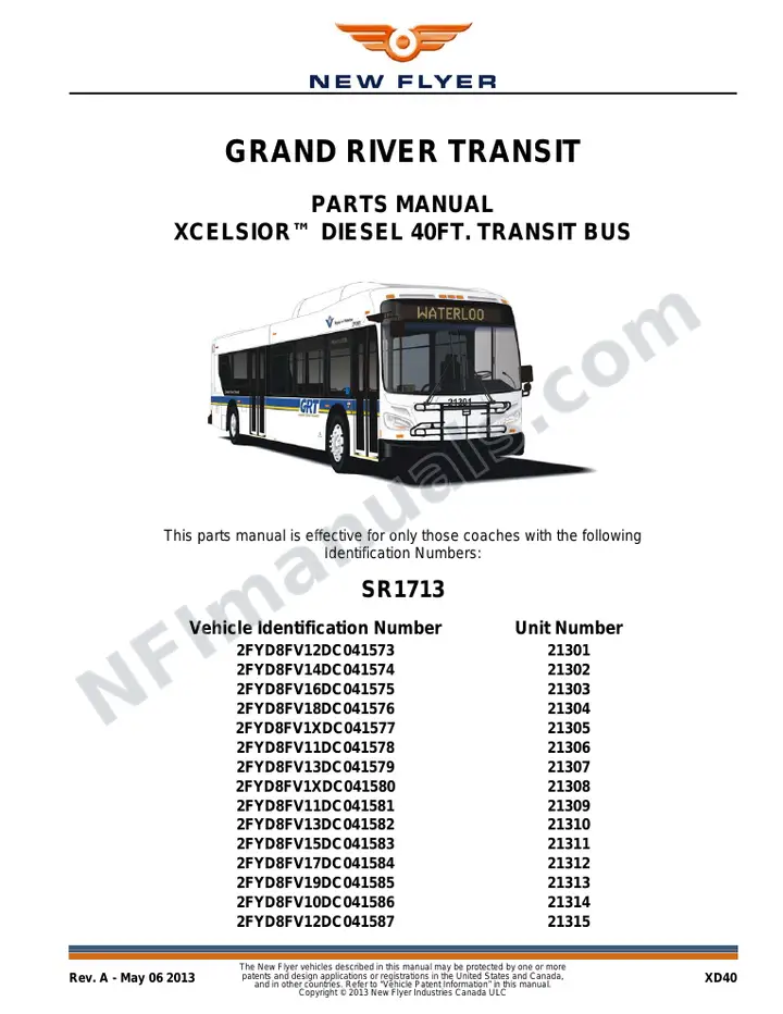 SR1713 Parts Manual, Grand River Transit first-page preview