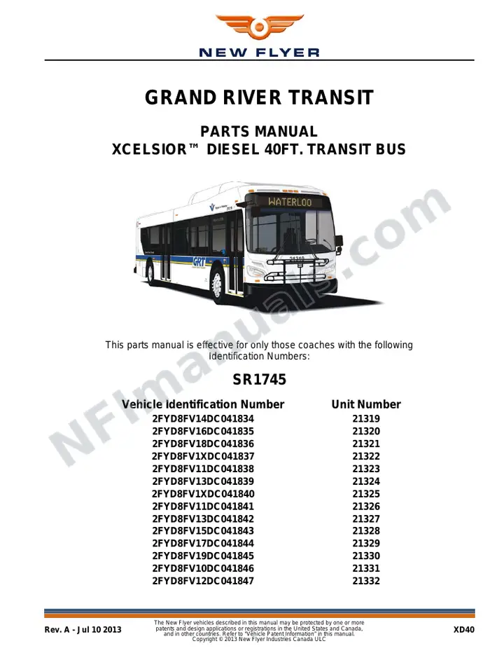 SR1745 Parts Manual, Grand River Transit first-page preview