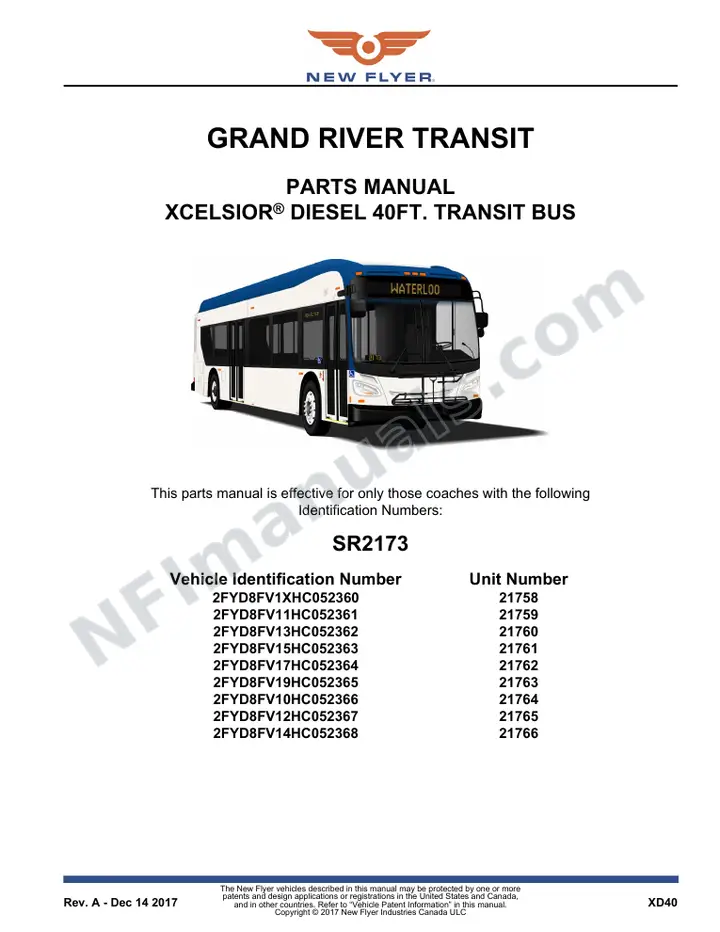 SR2173 Parts Manual, Grand River Transit first-page preview