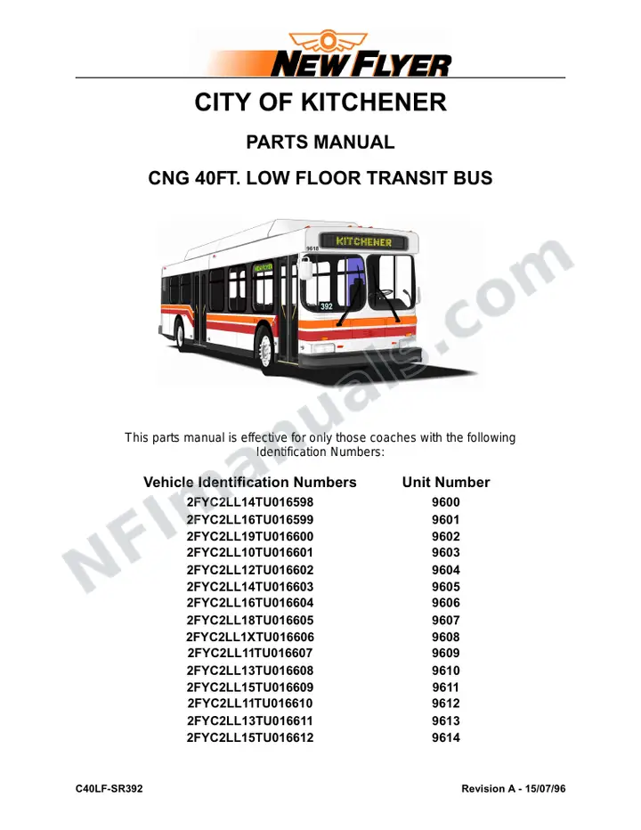 SR392 Parts Manual, Grand River Transit - Kitchener first-page preview