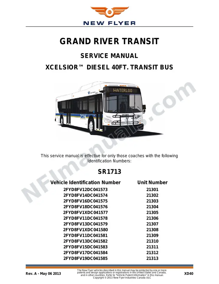 SR1713 Service Manual, Grand River Transit first-page preview