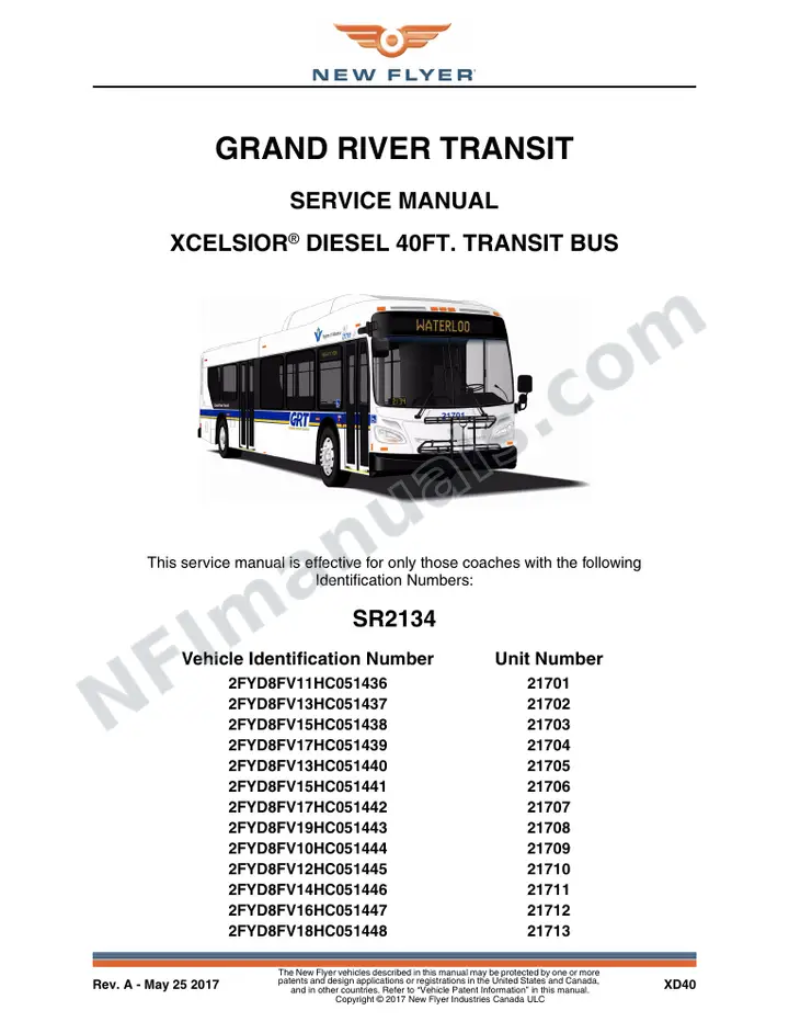 SR2134 Service Manual, Grand River Transit first-page preview