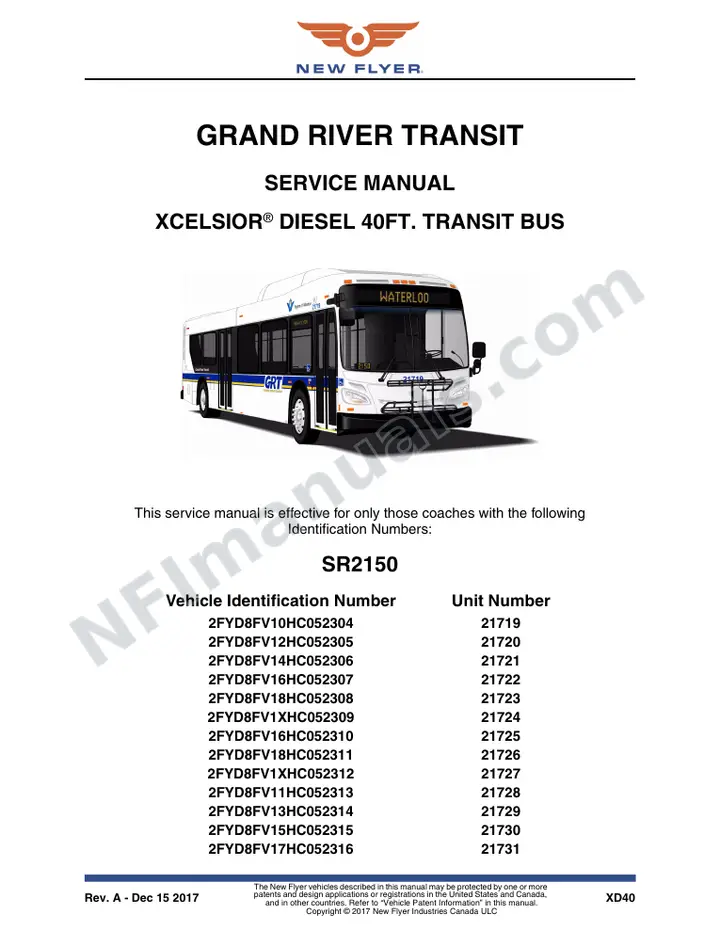 SR2150 Service Manual, Grand River Transit first-page preview