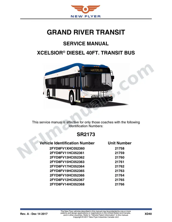 SR2173 Service Manual, Grand River Transit first-page preview