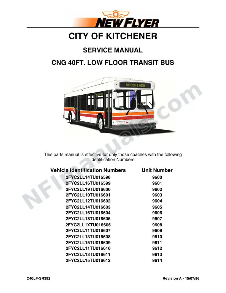 New Flyer C40LF Manual Package - Grand River Transit included manual preview
