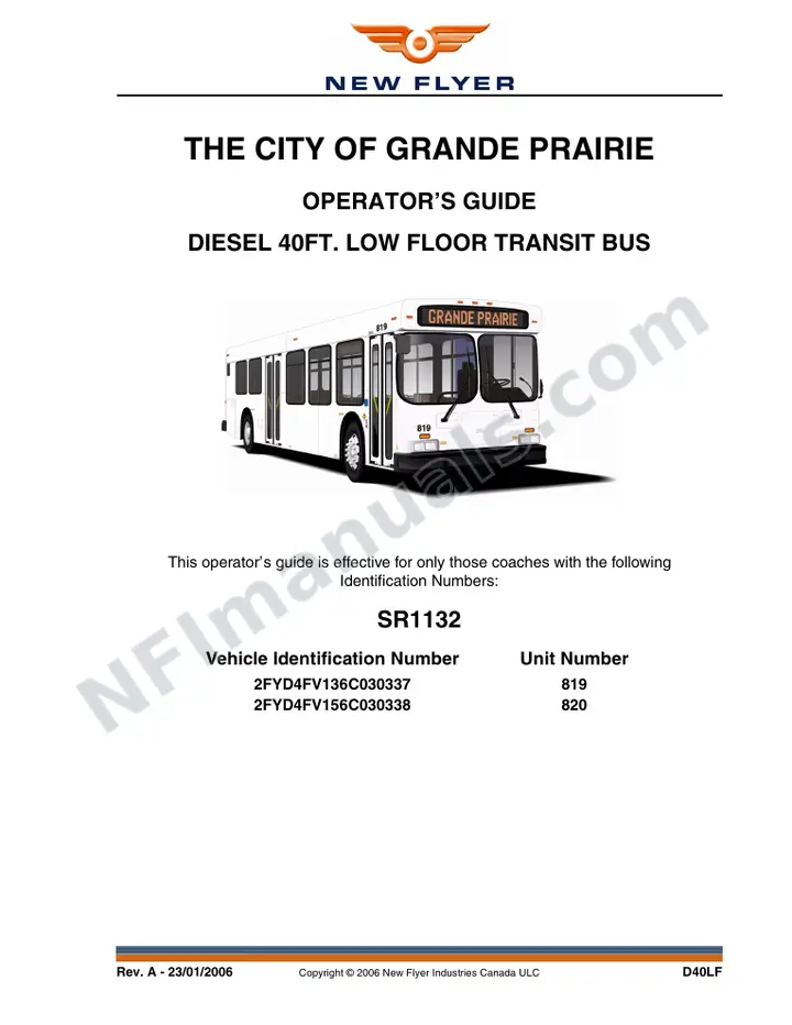 New Flyer D40LF Manual Package - Grande Prairie Transit included manual preview