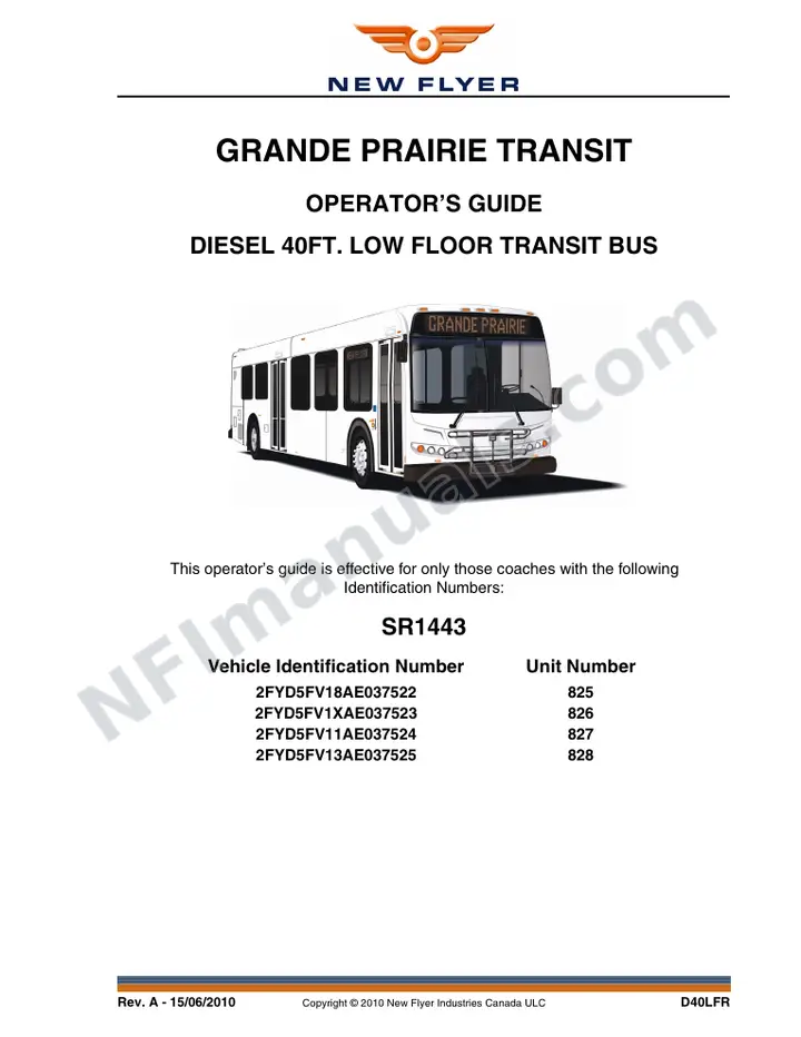 SR1443 Operator's Guide, Grange Prairie Transit first-page preview
