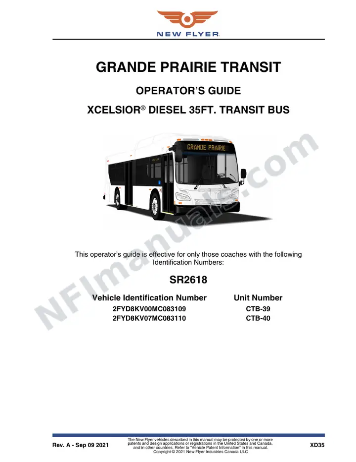 New Flyer XD35 Manual Package - Grande Prairie Transit included manual preview