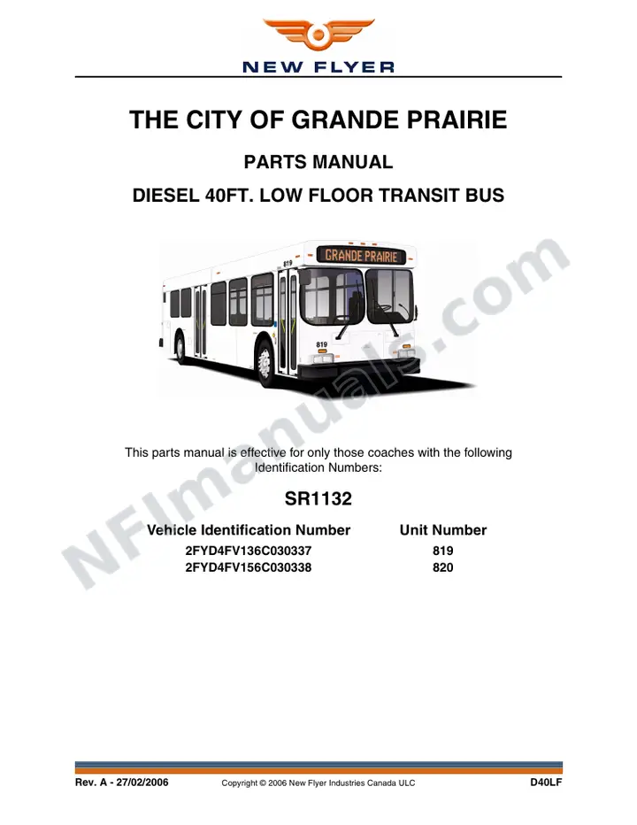 SR1132 Parts Manual, The City of Grande Prairie first-page preview