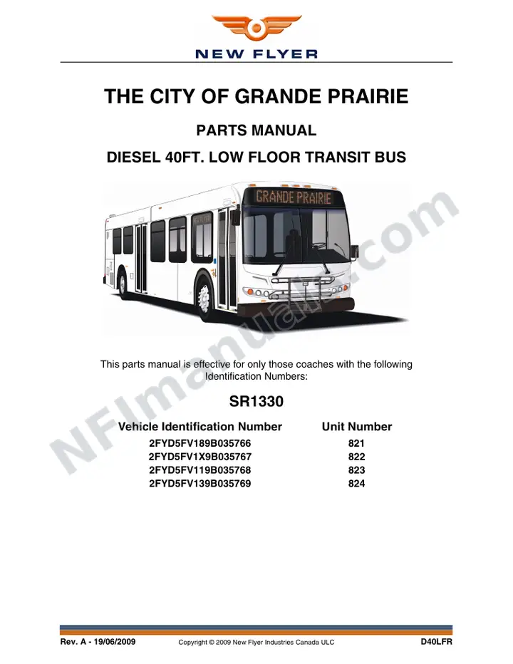 SR1330 Parts Manual, The City of Grande Prairie first-page preview