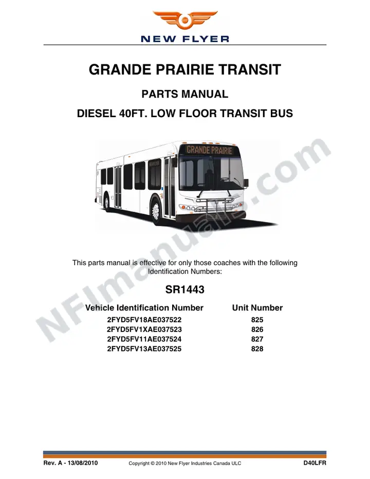 SR1443 Parts Manual, The City of Grande Prairie first-page preview