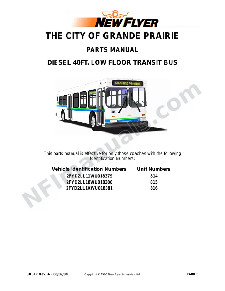 SR517 Parts Manual, The City of Grande Prairie first-page preview