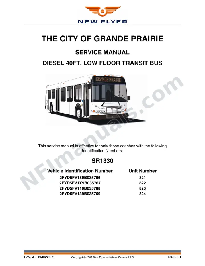 SR1330 Service Manual, The City of Grande Prairie first-page preview