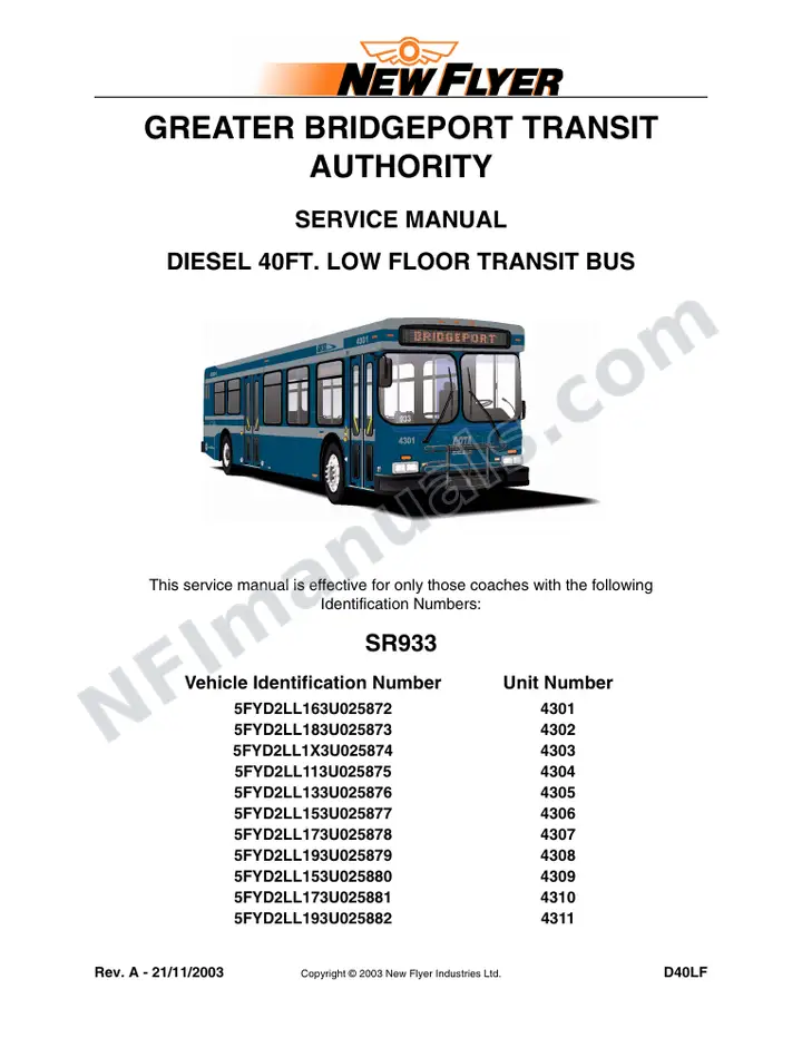 SR933 Service Manual, Greater Bridgeport Transit Authority first-page preview